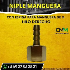 NIPLE CON ESPIGA P/MANGUERA 1/4 (OXIGENO)